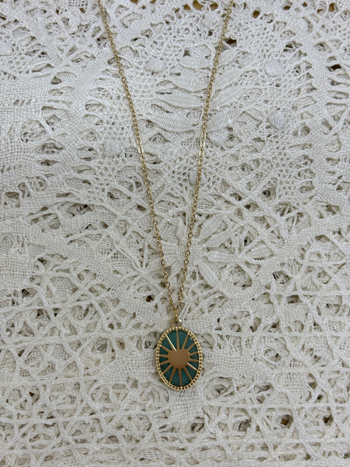 Collier Heartly - Collier Réversible avec Médaillon- Amazonite et Cœur Éclatant - Bohm Paris