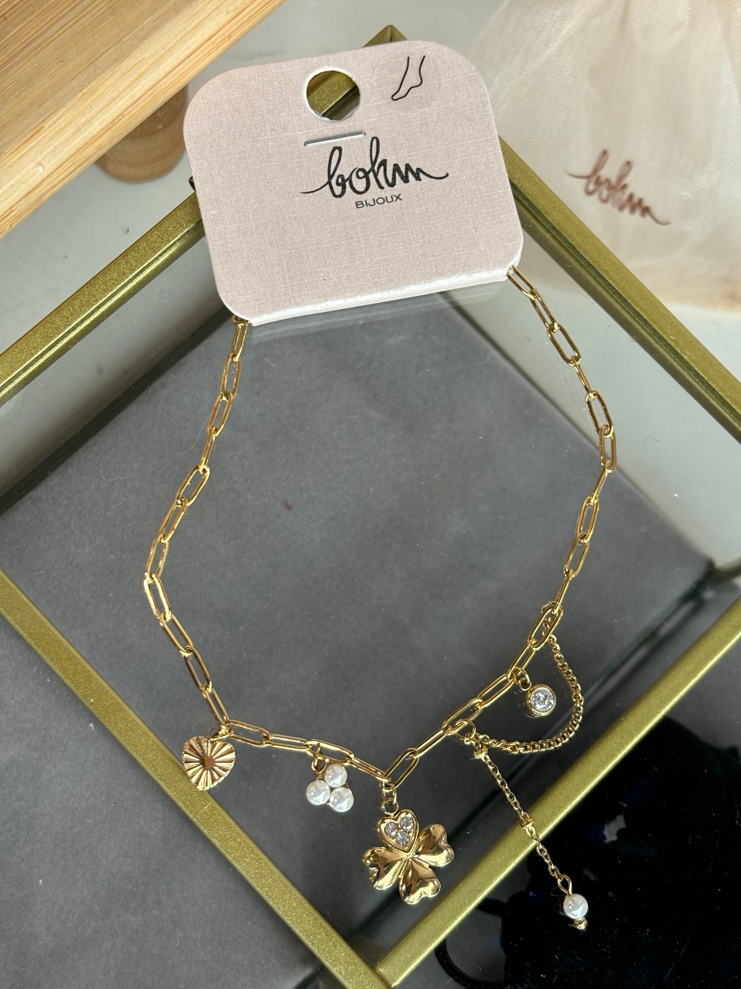 Chevillère, Bijoux en Cristal, Acier Inoxydable, Bijoux Bohm Paris, Bijoux Élégants, Cadeaux pour Femmes