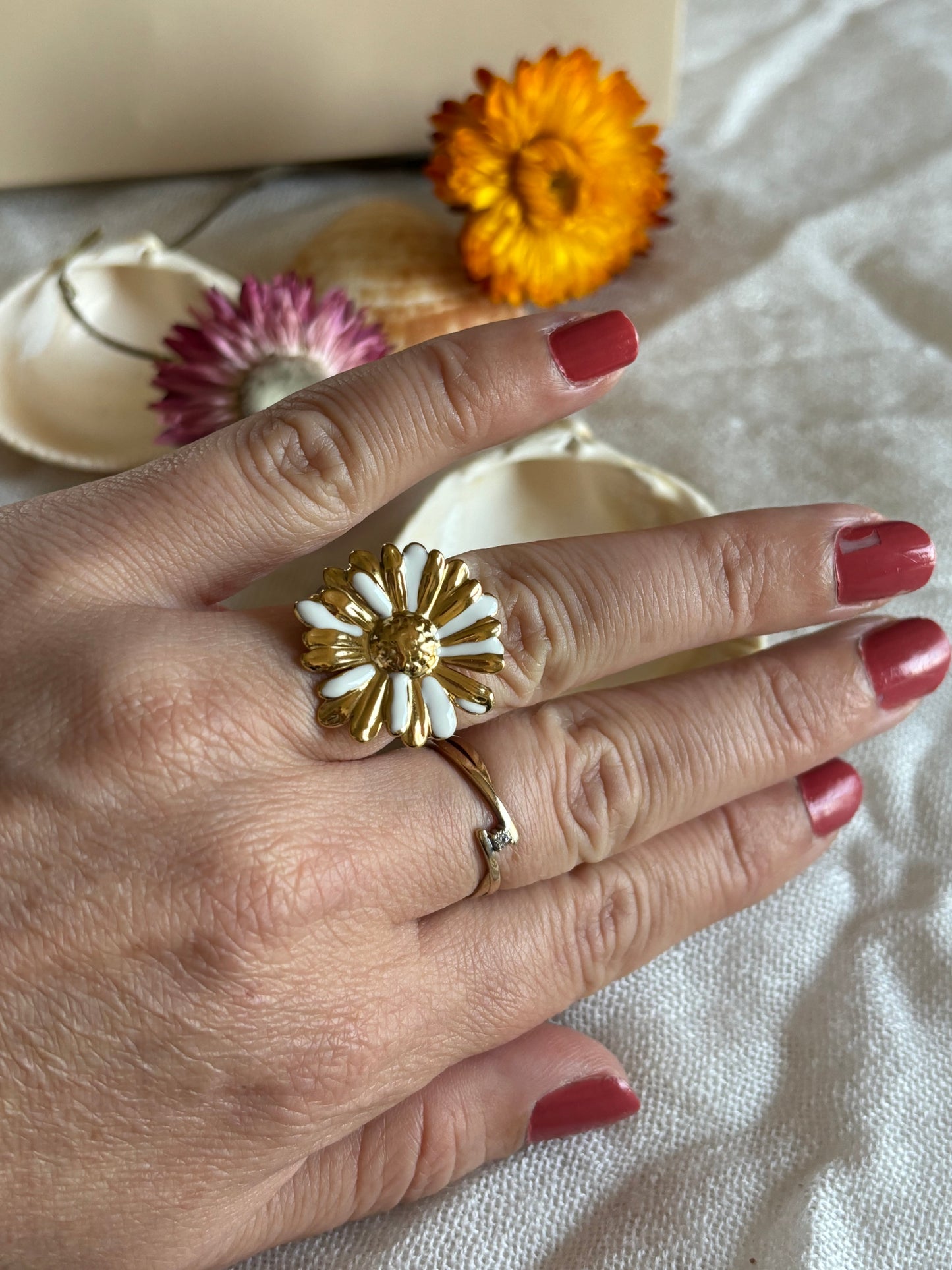 Bague Hortense - Fleur aux Pétales Émaillées - Bohm Paris