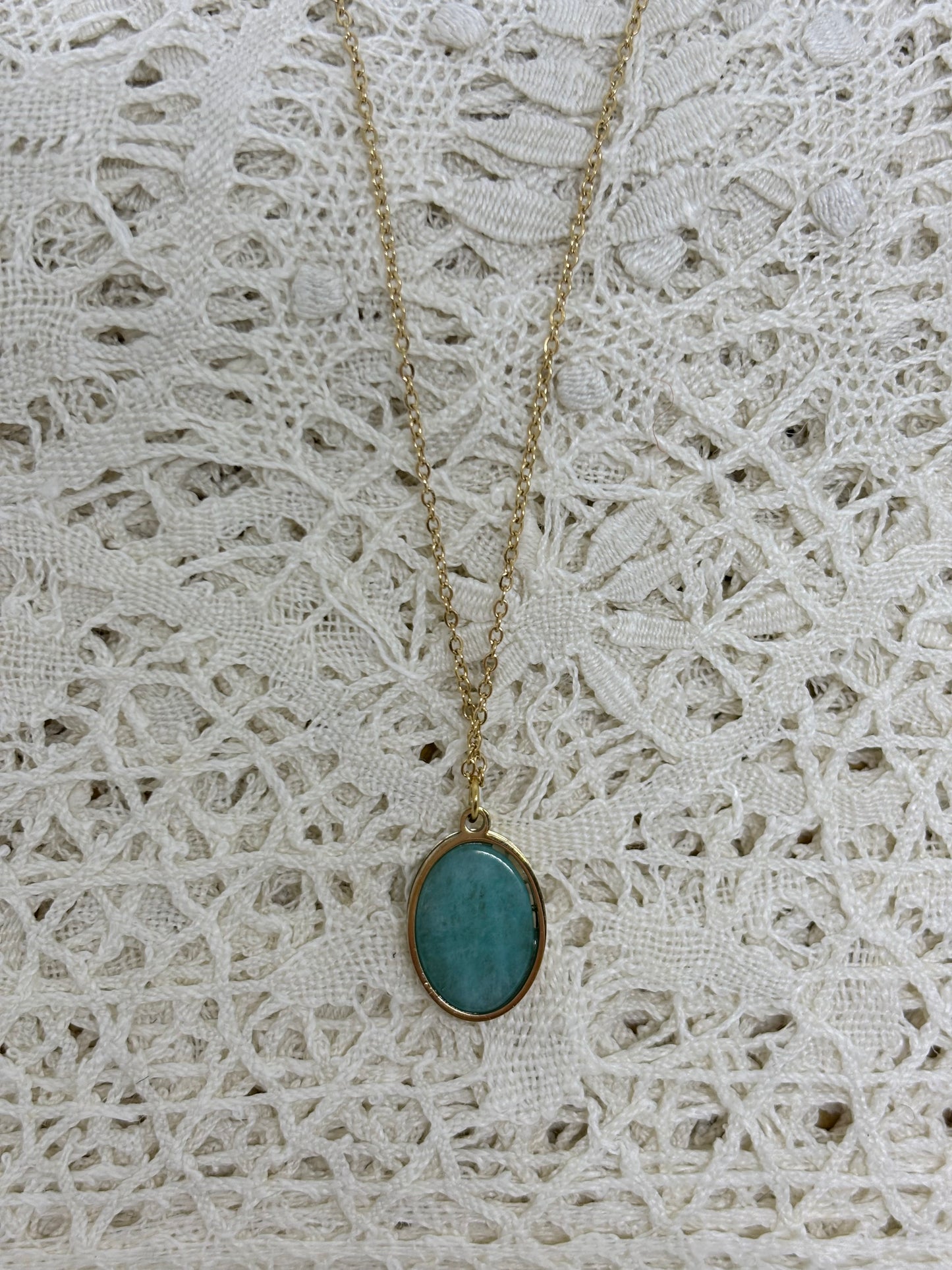 Collier Heartly - Collier Réversible avec Médaillon- Amazonite et Cœur Éclatant - Bohm Paris