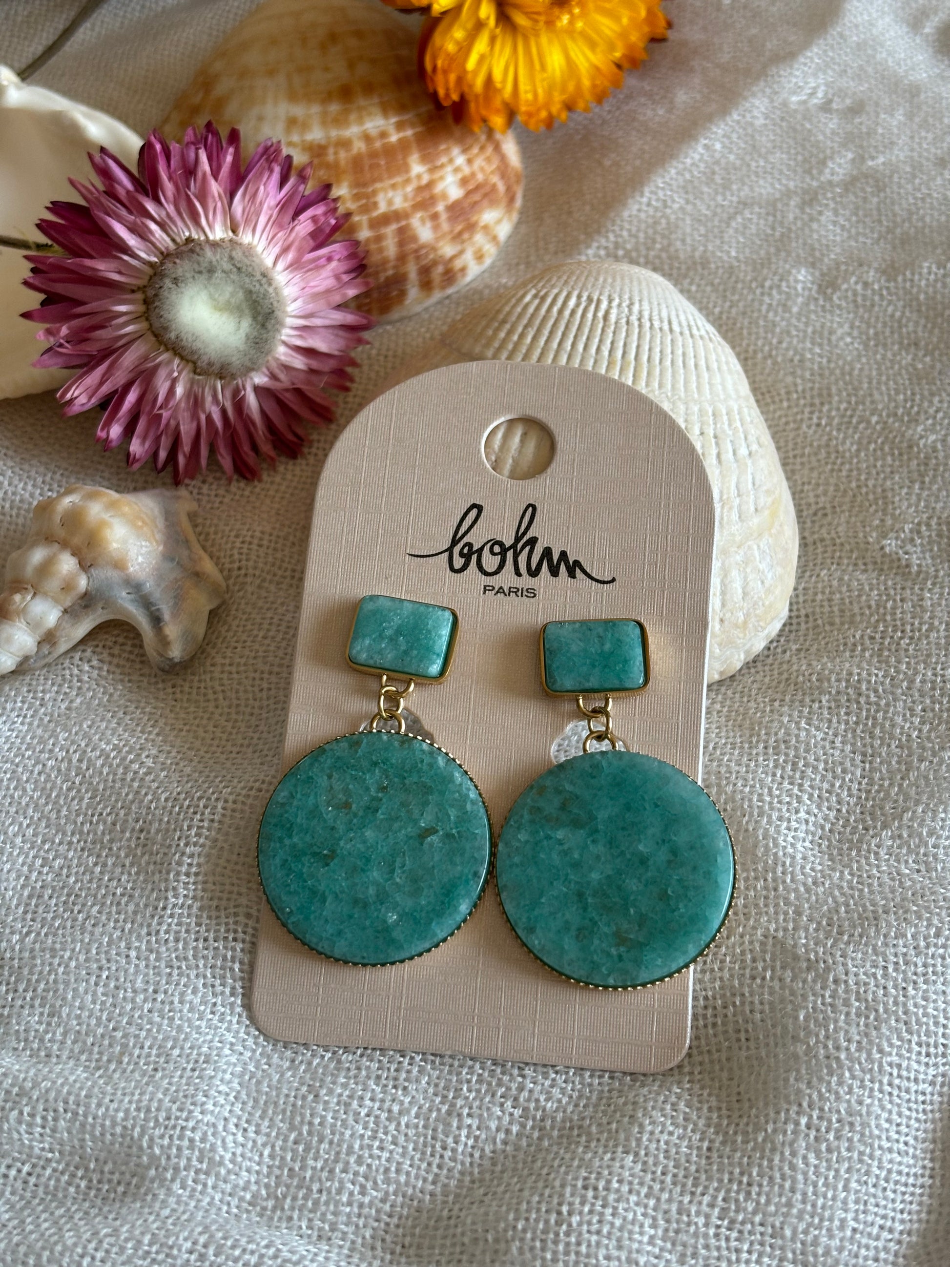 Boucles d’oreilles en amazonite-mys Holistique 