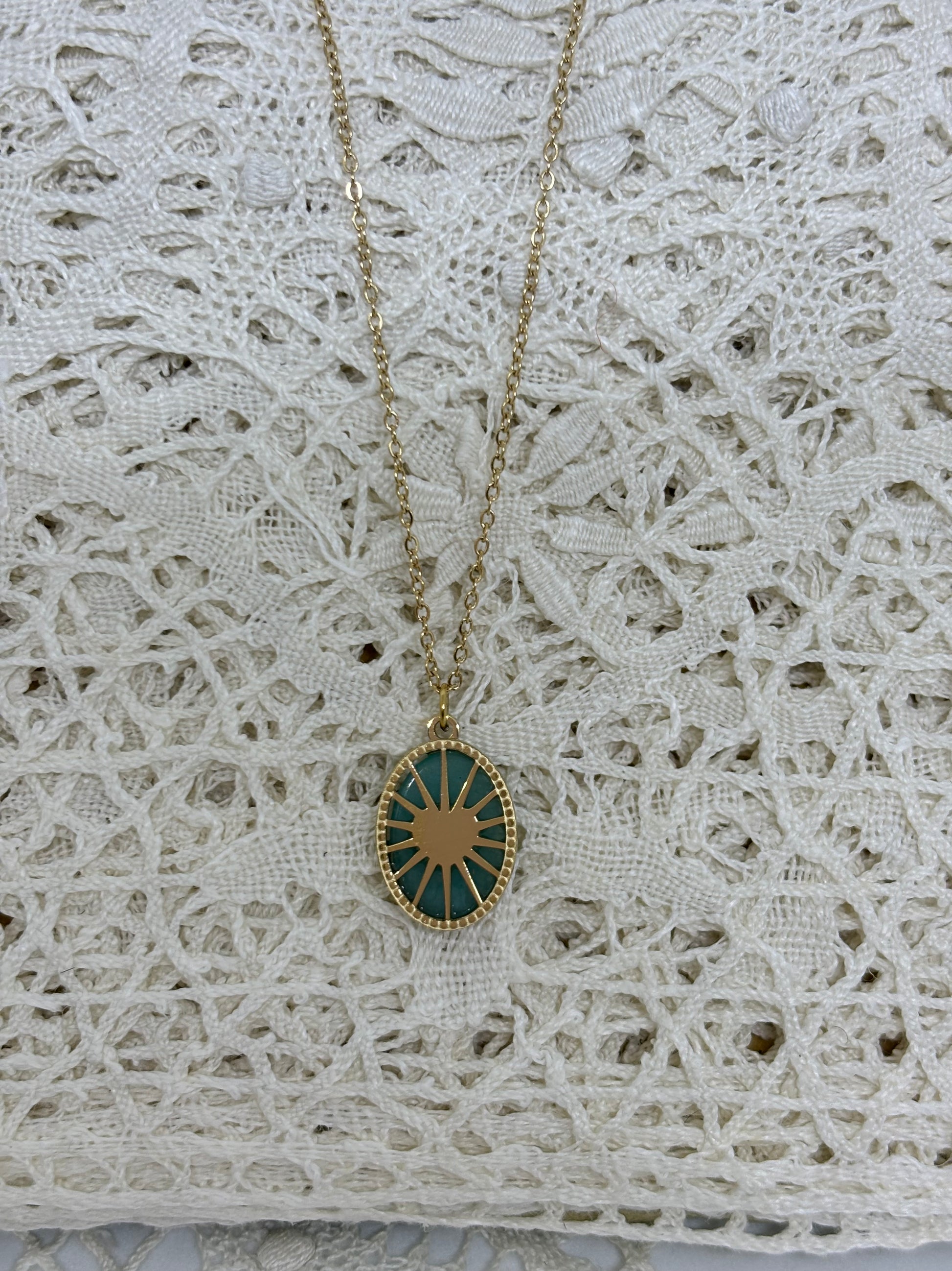 Collier Heartly - Collier Réversible avec Médaillon- Amazonite et Cœur Éclatant - Bohm Paris