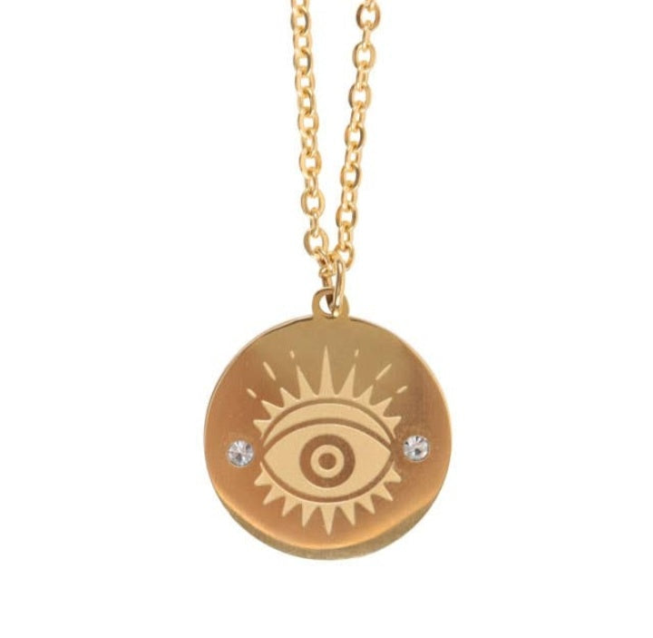 Collier All Seeing Eye Doré - Symbole de Protection et de Chance